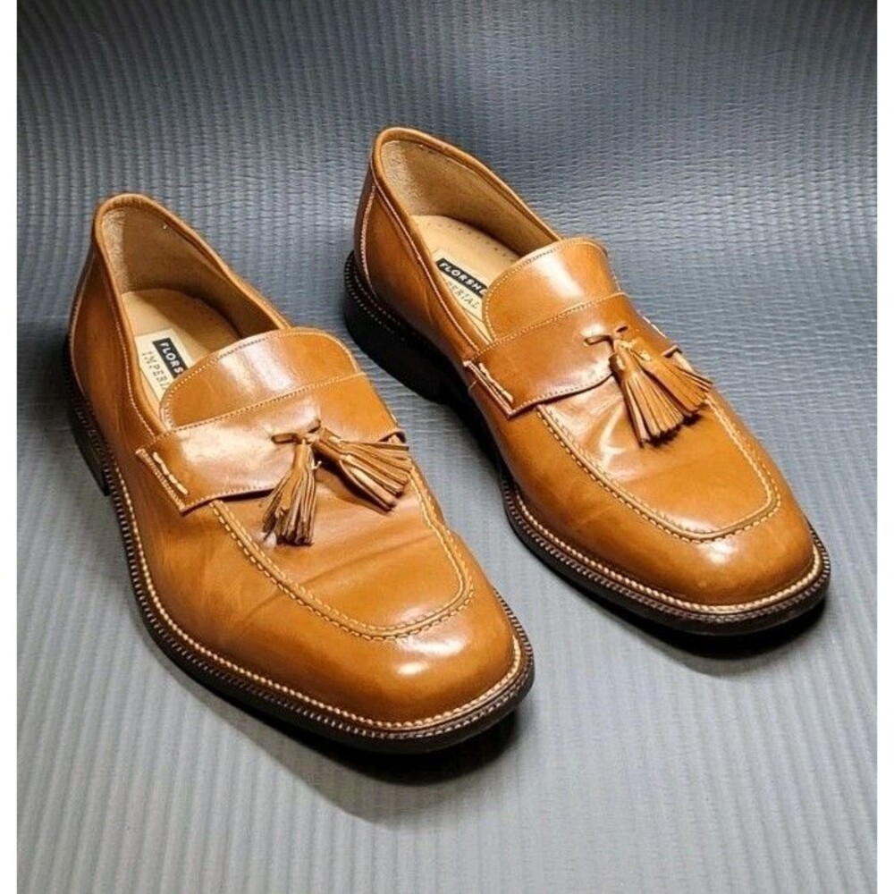 Vintage brown FLORSHEIM IMPERIAL Leather Tassel Loafers Shoes Size 10 EEE